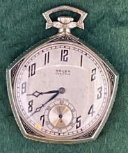 Gruen "Very Thin" Pentagon, Size 12, 19 Jewel Pocket Watch