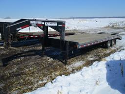 2003 Felling FT18, 30 ft. gooseneck trailer, tandem dual axles, dove tail, ramps