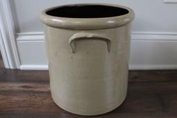 5 GALLON  RED WING SALT GLAZE LEAF CROCK - SMALL CHIP EACH HANDLE