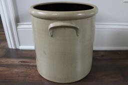 5 GALLON  RED WING SALT GLAZE LEAF CROCK - SMALL CHIP EACH HANDLE