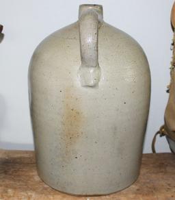 4 GALLON SALT GLAZE BEEHIVE JUG W/COBALT GRAPE LEAF - EXCELLENT