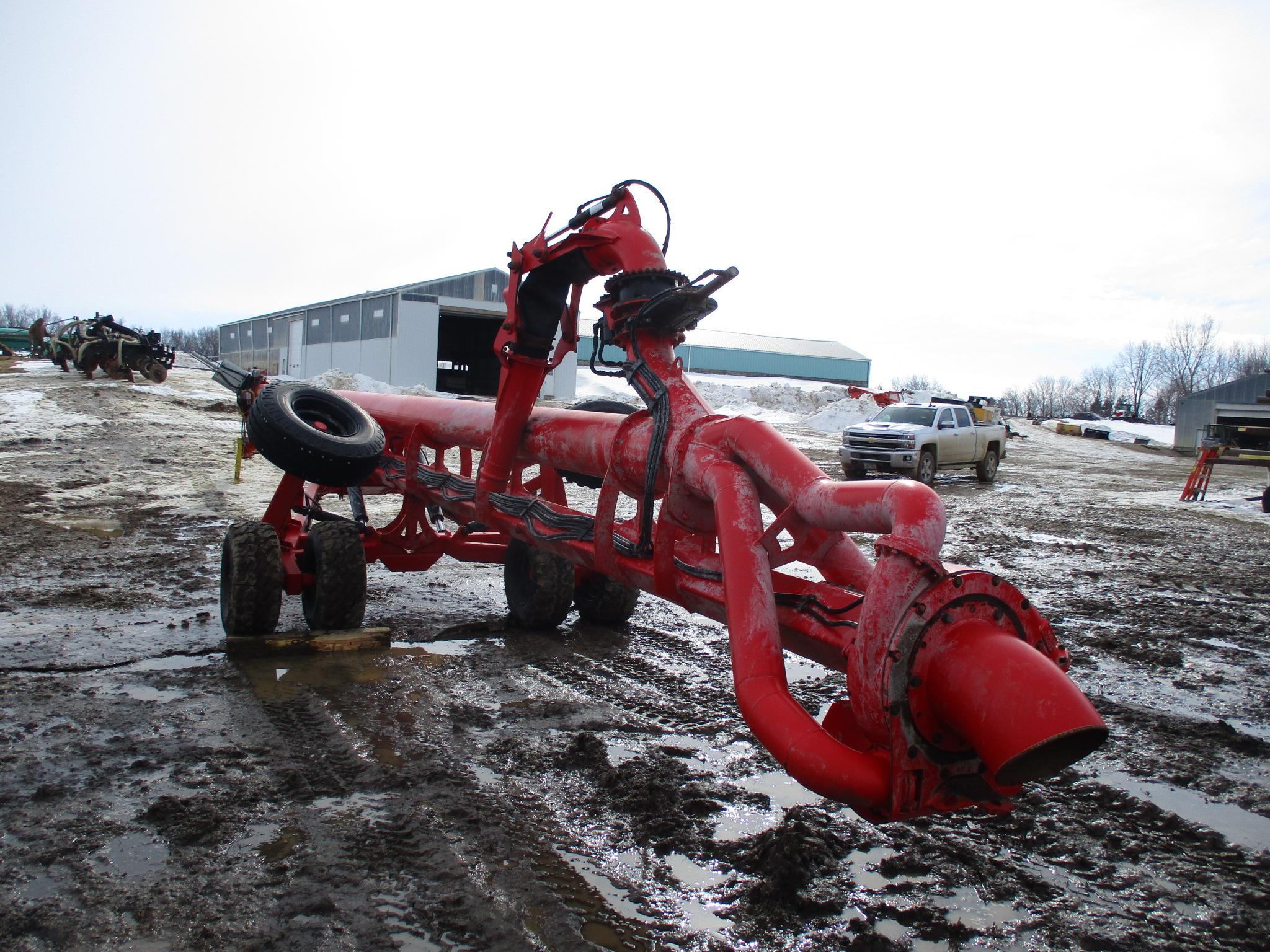 2021 Nuhn Mod 0738, 12" x 58' Lagoon pump, dual wheels w/wings, remote control, white iron sand