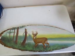 Al Mohler deer painting on log slab