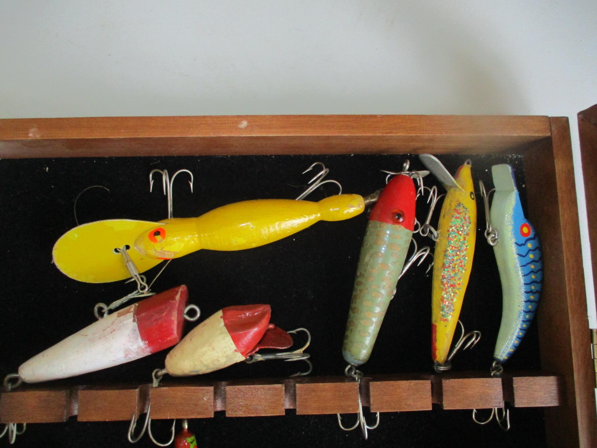 Assrt of MN folk art lures in display case