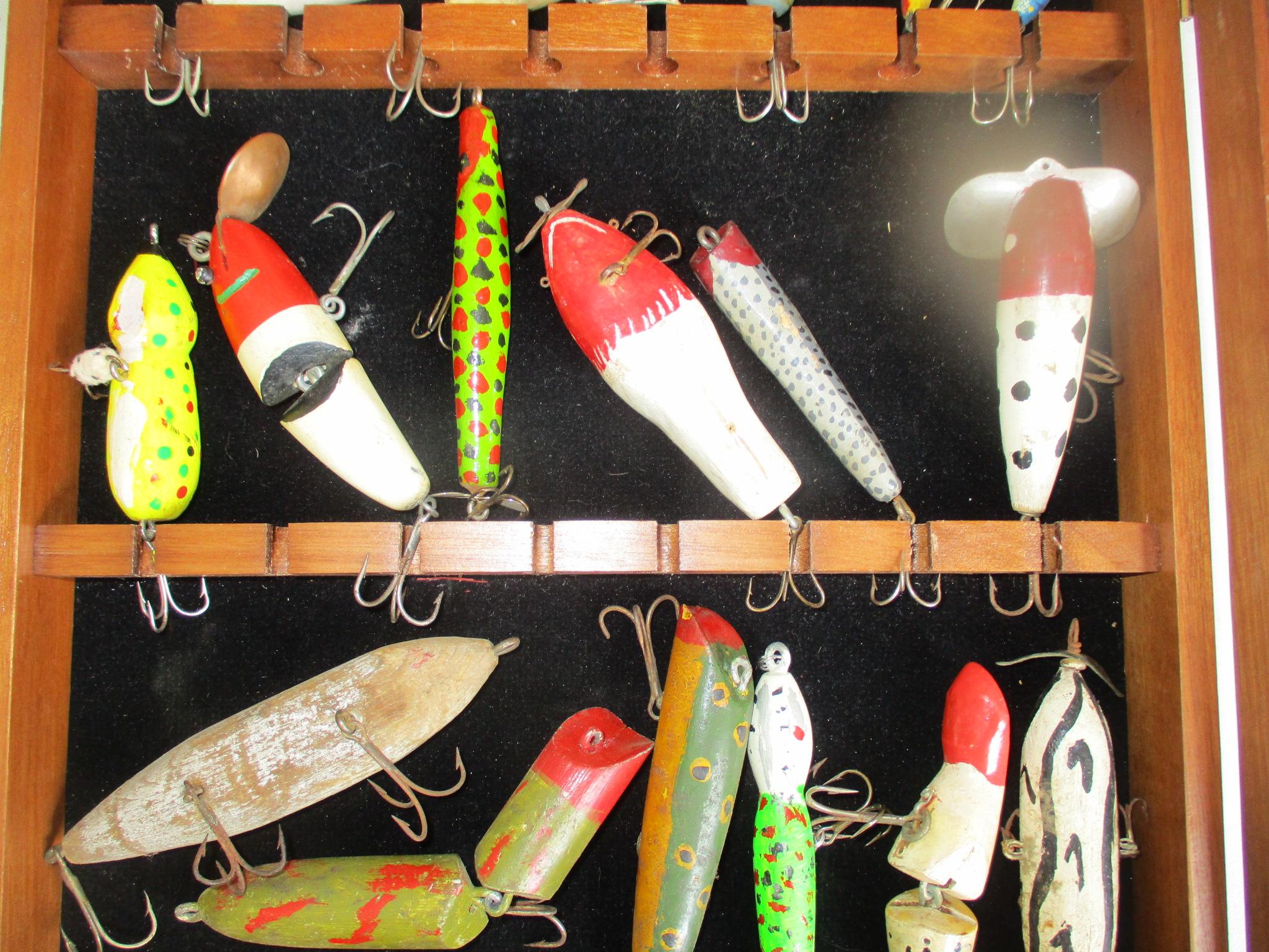 Assrt of MN folk art lures in display case