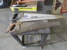 2 hand saws, chalk gun and coping saw