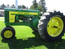 John Deere 620 NF, newer paint, chrome straight pipe, 18.4-38 tires, runs & drives, SN#62055