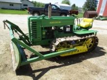 John Deere MC crawler w/67" blade, newer paint, runs & drives, SN#11687