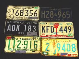 Lot of six 1970's Licence Plates