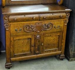 Vintage Highback Buffet w/Mirror Heavy Carvings
