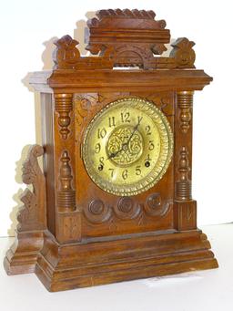 Ingerham Mantle Clock Walnut Case 14" X16"
