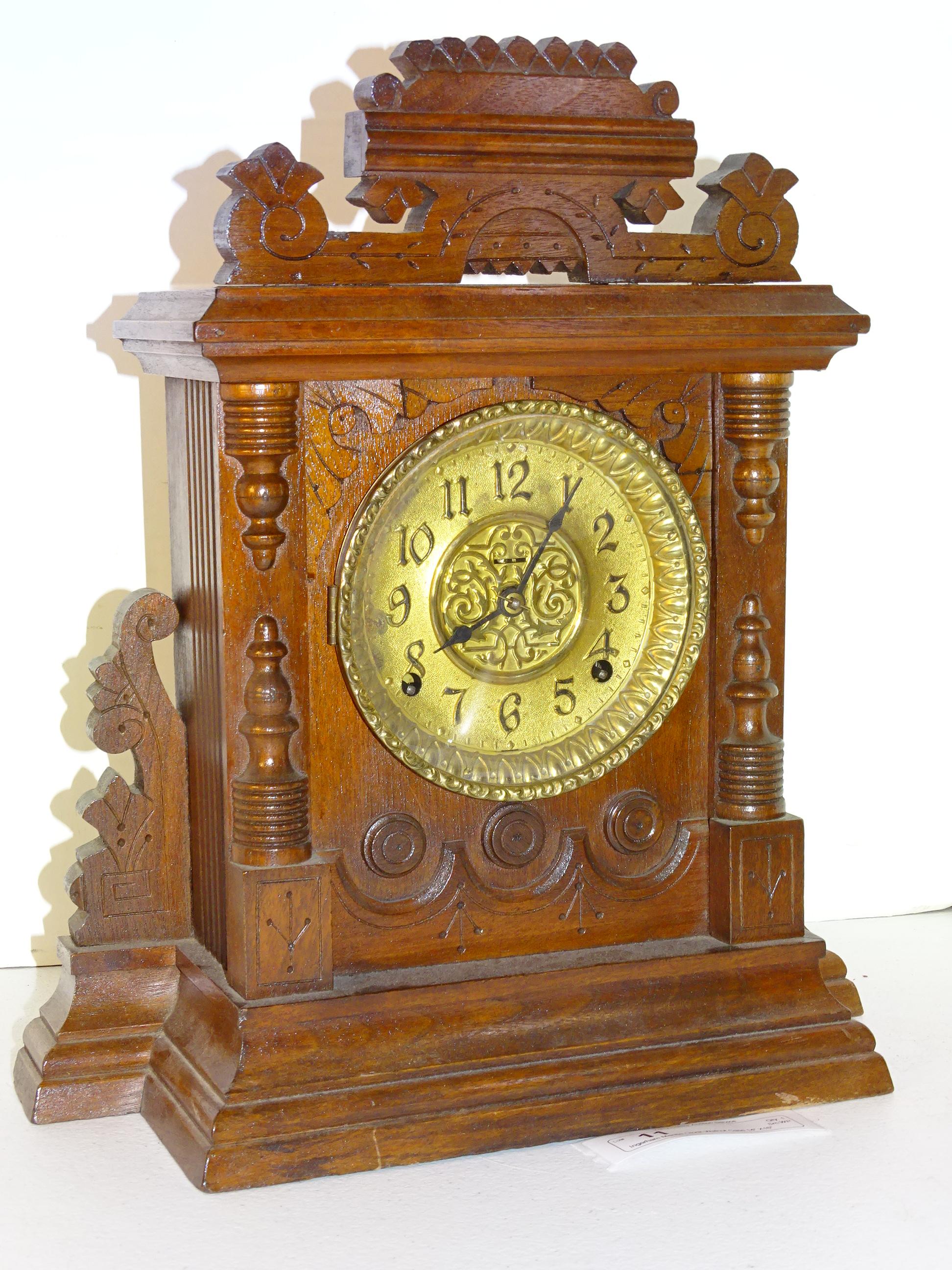 Ingerham Mantle Clock Walnut Case 14" X16"