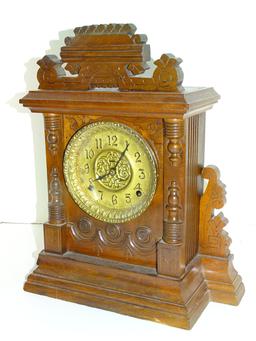 Ingerham Mantle Clock Walnut Case 14" X16"