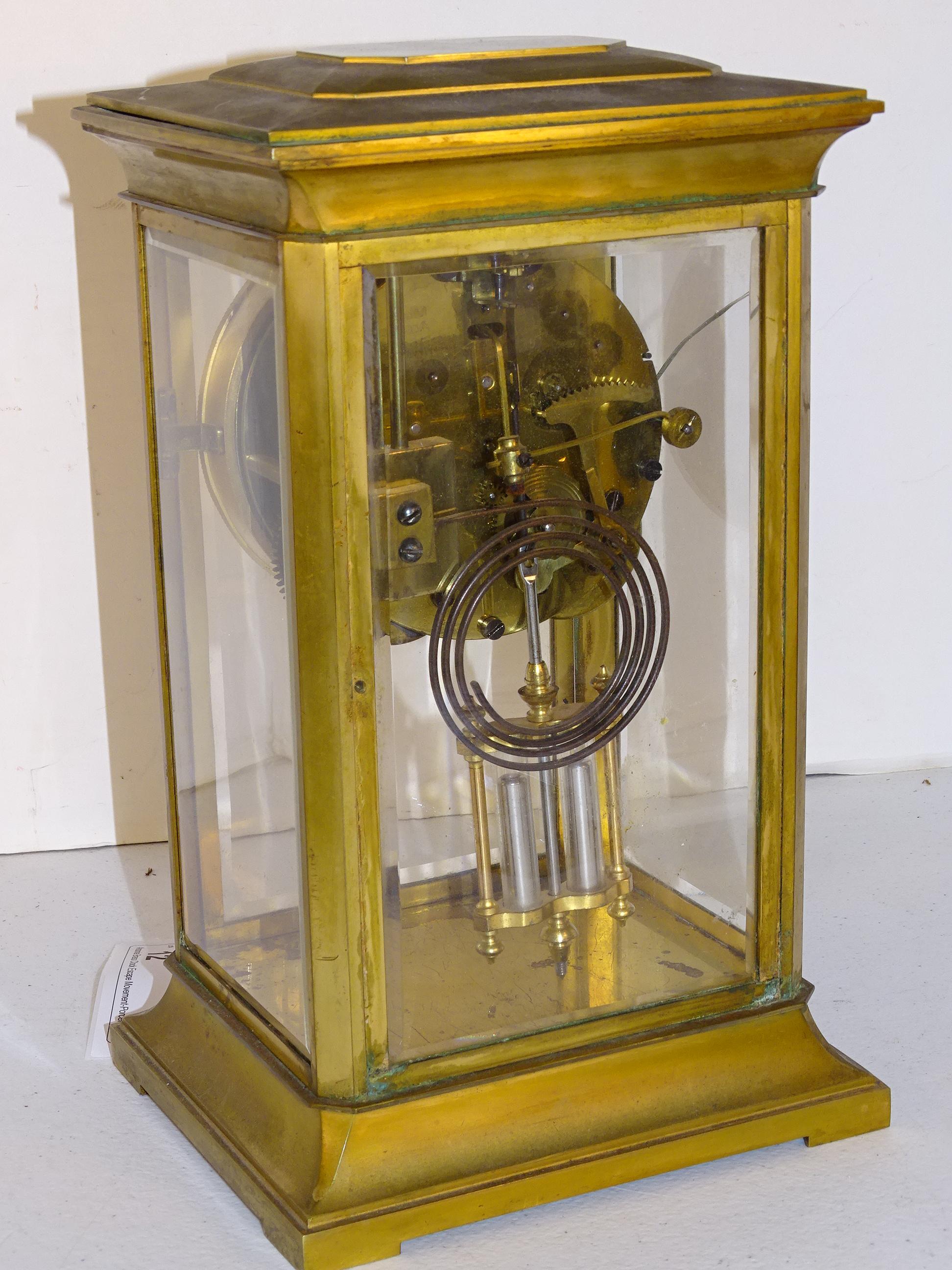 Ansonia Brass Clock Escape Movement-Porcelain Dial