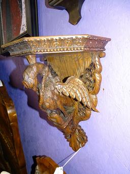 Wooden Hand Carved Sconce of Bird & Snake 17"
