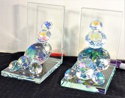 Pair of Crystal Book Ends Strong Prism Effect