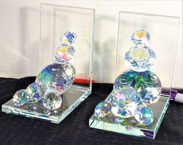 Pair of Crystal Book Ends Strong Prism Effect