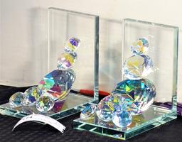 Pair of Crystal Book Ends Strong Prism Effect