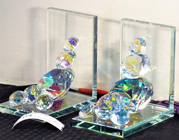 Pair of Crystal Book Ends Strong Prism Effect