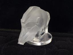 LALIQUE FROSTED CRYSTAL "RAZORBACK" PAPERWEIGHT