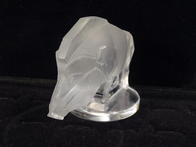 LALIQUE FROSTED CRYSTAL "RAZORBACK" PAPERWEIGHT