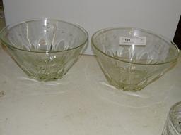 2 Large Etched Crystal Bowls
