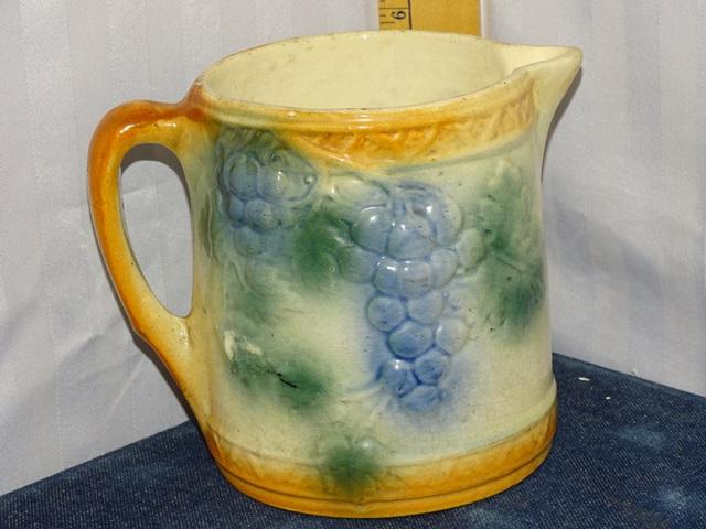 RosevilleGrape Pitcher 6" Embossed 1915 unmarked