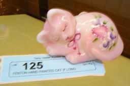 FENTON HAND PAINTED CAT 3" LONG
