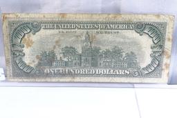 $100.00 DOLLAR BILL 1966 RED SEAL