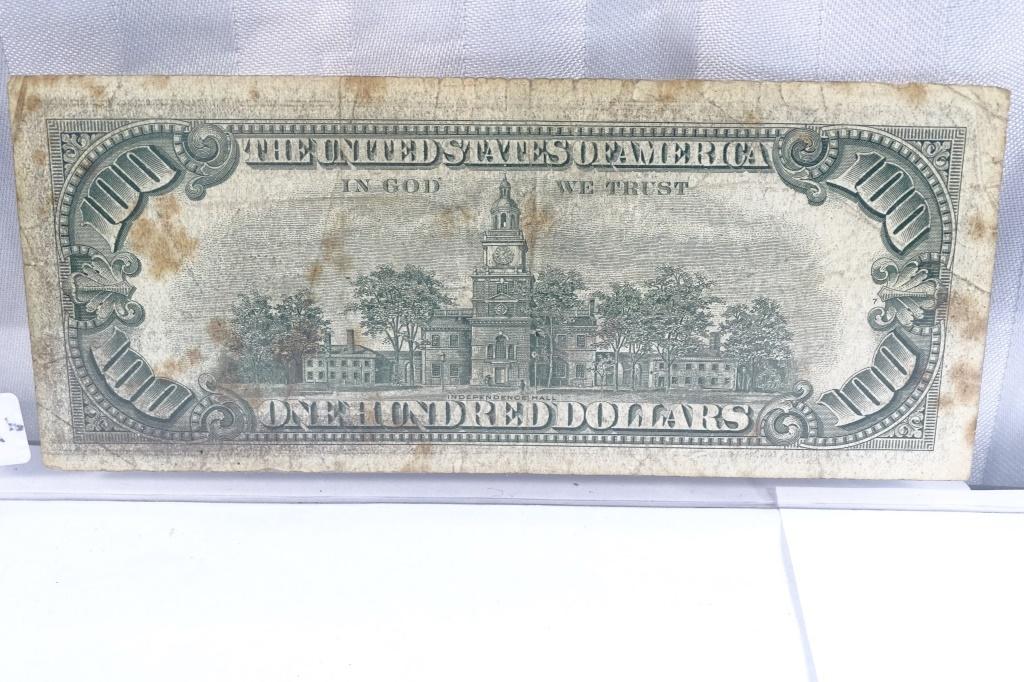 $100.00 DOLLAR BILL 1966 RED SEAL