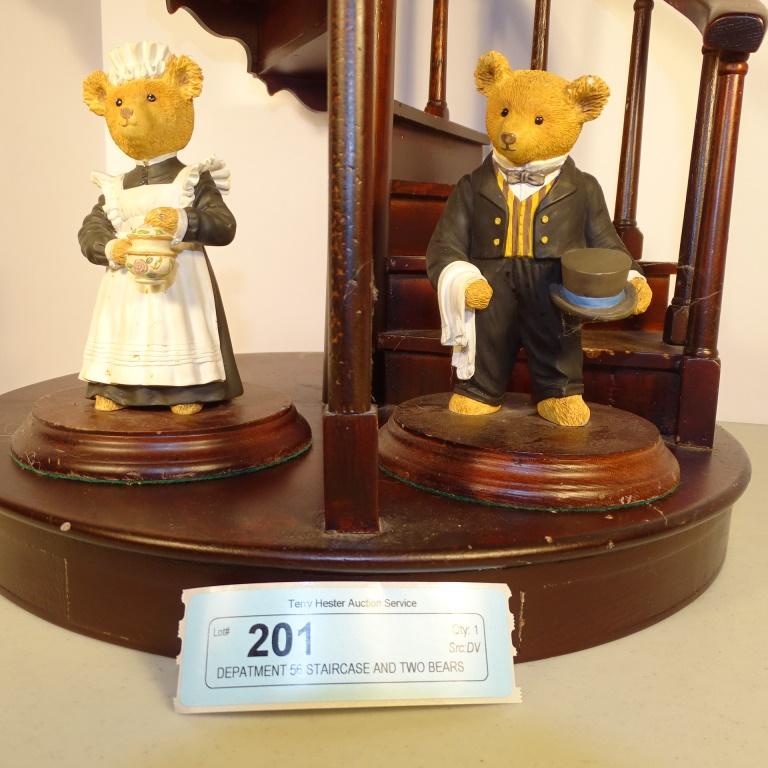 DEPATMENT 56 STAIRCASE AND TWO BEARS