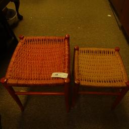 2 WOVEN NESTING STOOLS