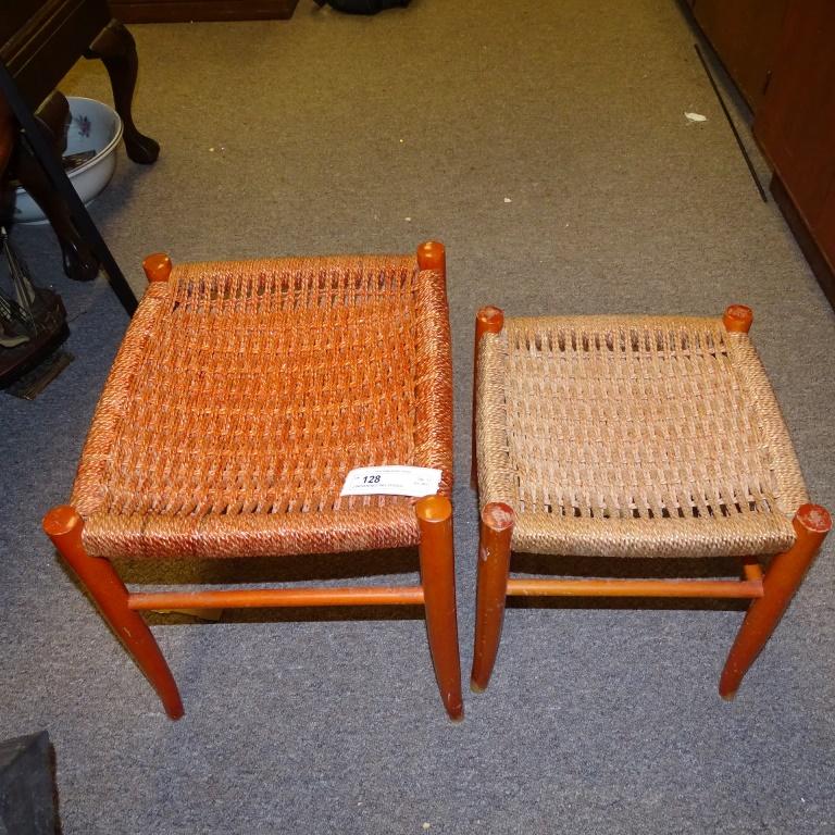 2 WOVEN NESTING STOOLS