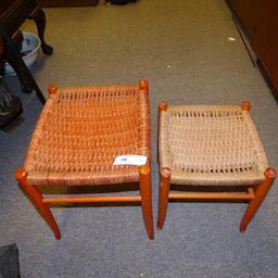 2 WOVEN NESTING STOOLS
