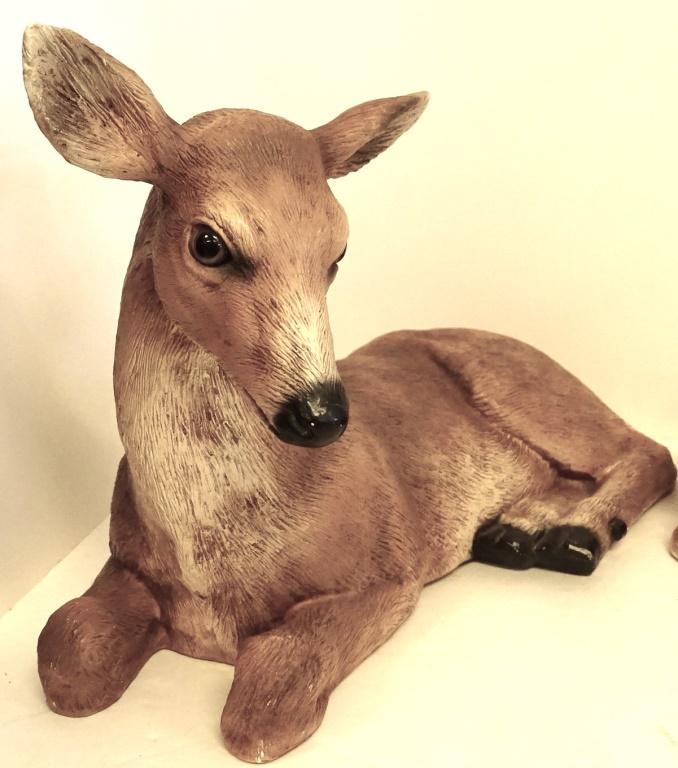 LARGE CAST DEER & DOE 15" LONG 14" HIGH