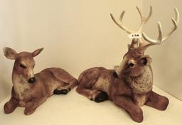 LARGE CAST DEER & DOE 15" LONG 14" HIGH