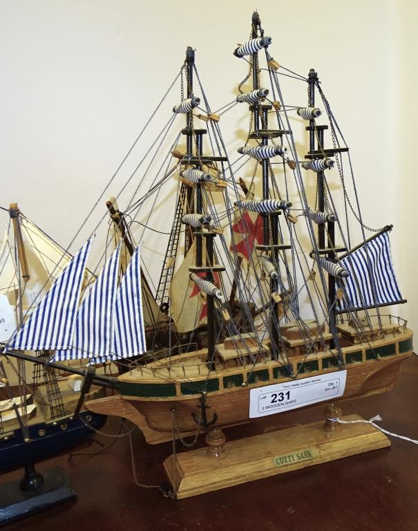 3 WOODEN SHIPS
