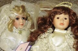 FLOWER BASKET WITH 2 BEAUTIFUL BRIDE DOLLS