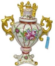 HAND PAINTED CHERUB PORCELAIN VASE GERMANY DRESDEN