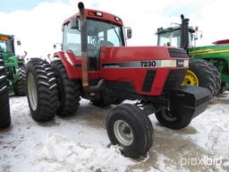 92641- CASE IH 7230 TRACTOR, 2WD, CAH W/HUB DUALS, FRONT WEIGHTS, 3PT, PTO, 4 HYDRAULIC, 7368 HRS
