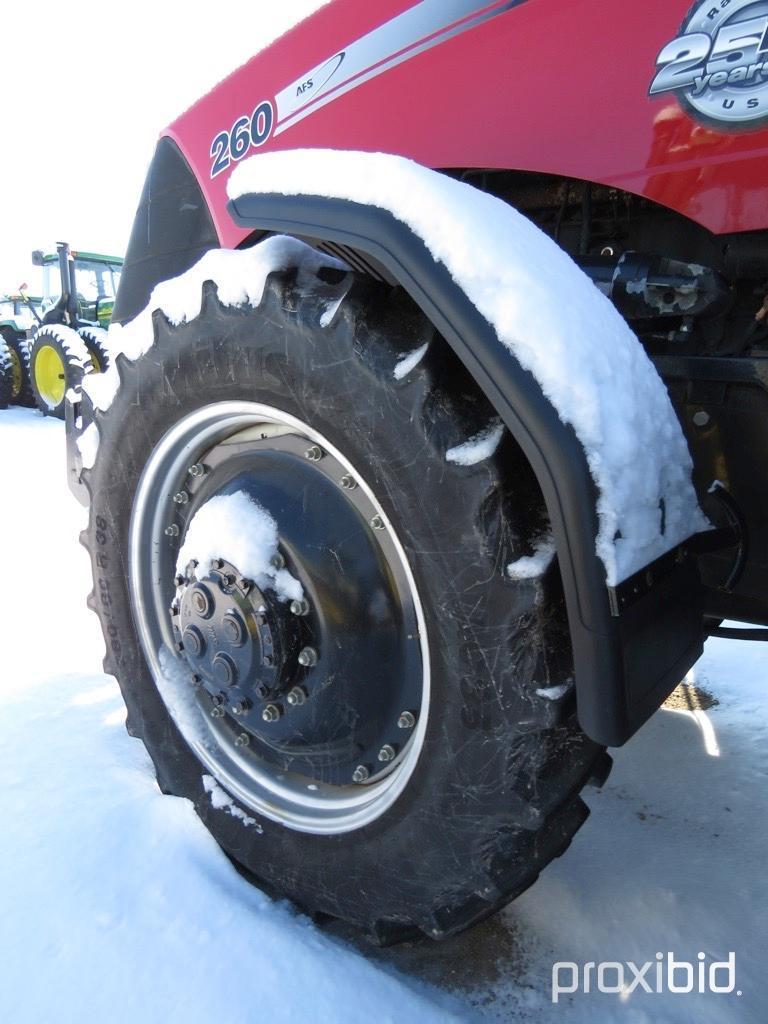 93113- CASE IH 260 MAGNUM TRACTOR, MFWD, CAB AIR/HEAT, POWER SHIFT, 480/80/50 W/DUALS, FRONT