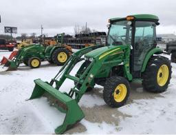 93777- JD 4720 TRACTOR, W/400 CX LOADER, CAH, 3PT, PTO, 623 HRS SHOWING, HYDRO, 4X4, DSL, 2007 YEAR