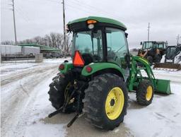93777- JD 4720 TRACTOR, W/400 CX LOADER, CAH, 3PT, PTO, 623 HRS SHOWING, HYDRO, 4X4, DSL, 2007 YEAR