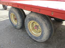 13434-20'L X 8'W WHITE OAK FLAT RACK WAGON W/ STANDARD AND TANDEM AXLE RUNNING GEAR