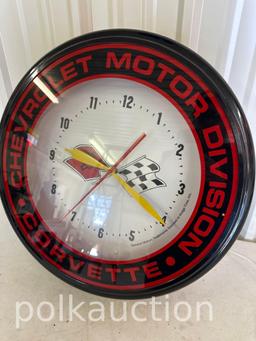 CHEVROLET CORVETTE NEON CLOCK  **NO SHIPPING AVAILABLE**