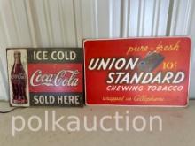 UNION STANDARD CARDBOARD SIGN & COCA-COLA SIGN