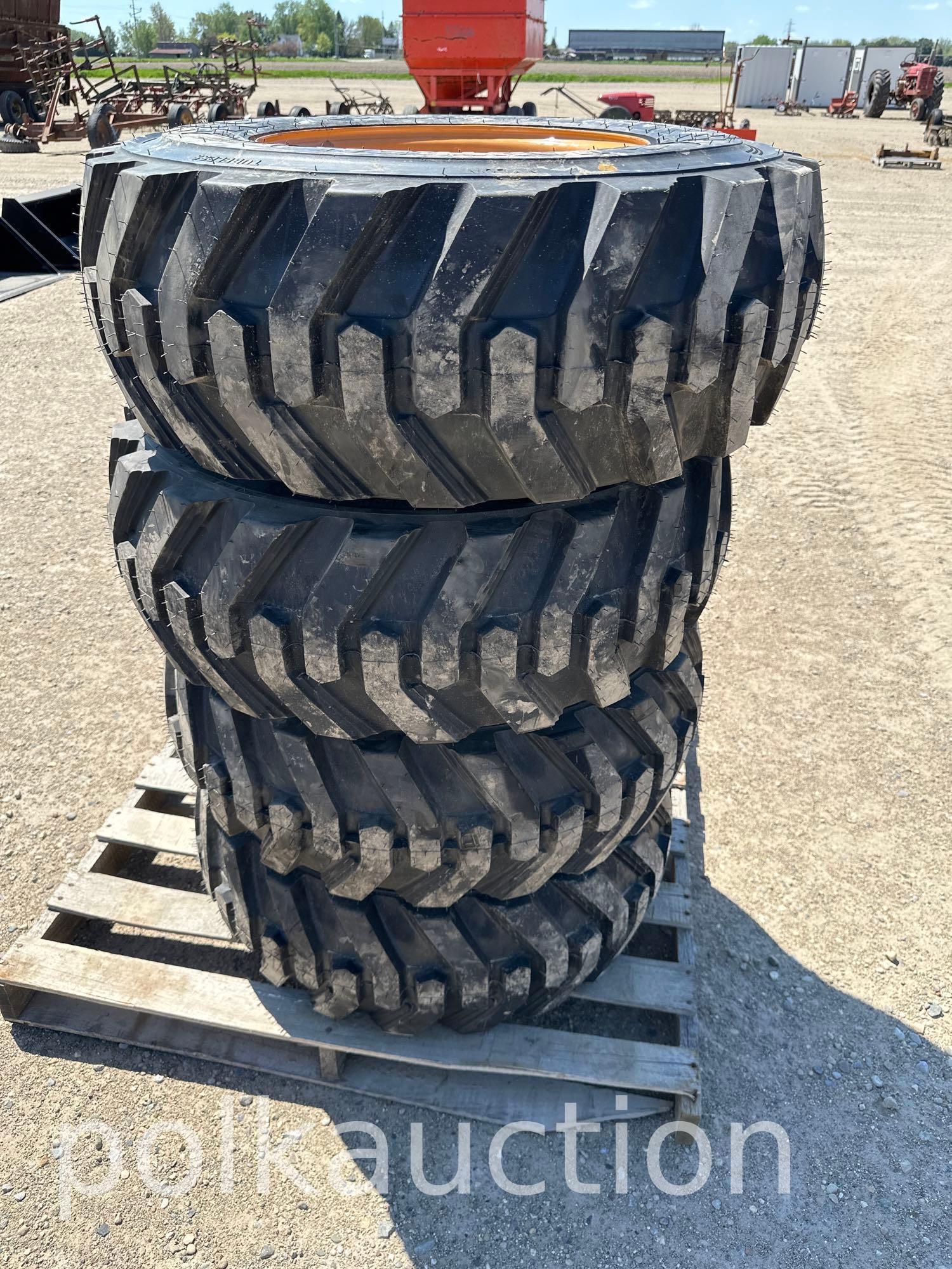 (4) NEW 12-16.5 NHS SKIDSTEER TIRES & RIMS