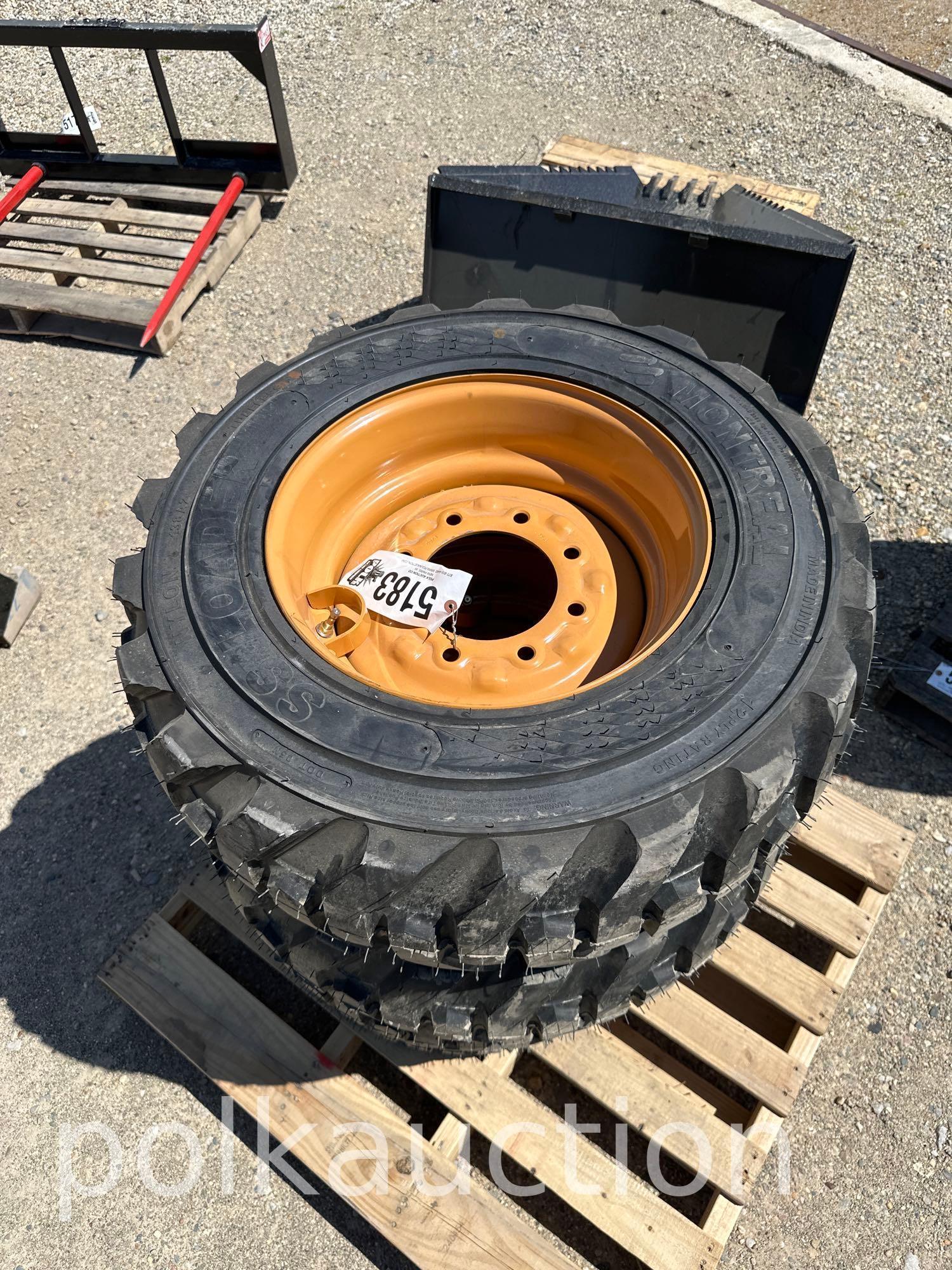 (4) NEW 10-16.5 NHS SKIDSTEER TIRES & RIMS