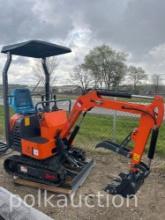 MINI EXCAVATOR-w/ BUCKET, RIPPER, 2'8'' STICK, AUX HYD, DOZER & CANOPY