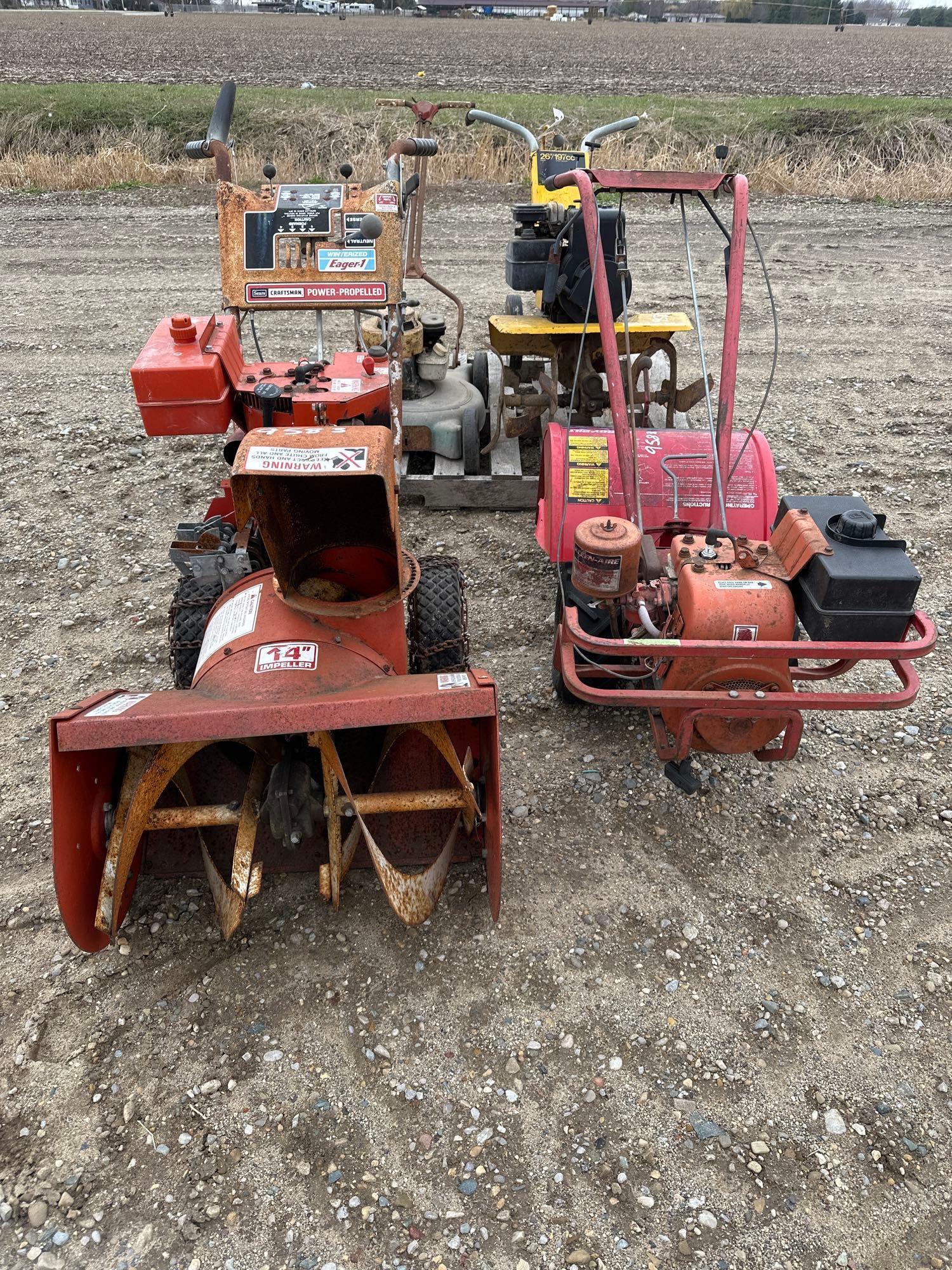 9583 - (3) TILLERS & PUSH MOWER